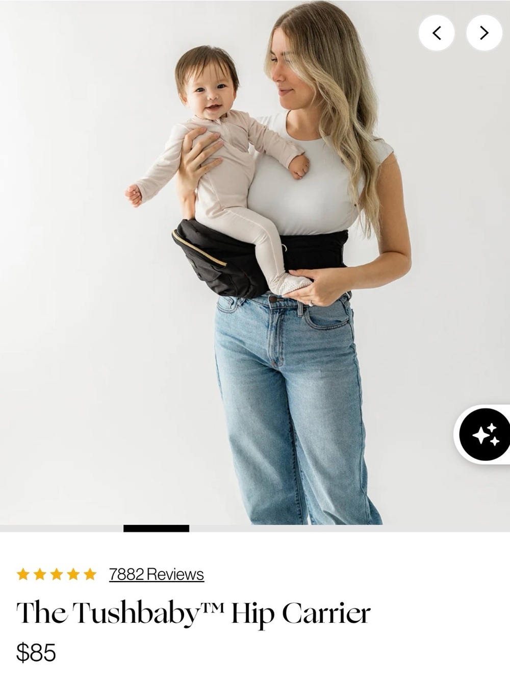Tushbaby™ Black Hip Carrier - Ergonomic Hands-Free Baby Seat